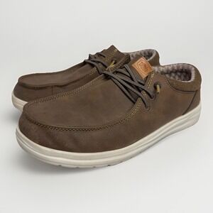 Hey Dude Paul Classic Men's 8 Brown Faux Leather Moc Toe Casual Shoes 43352255